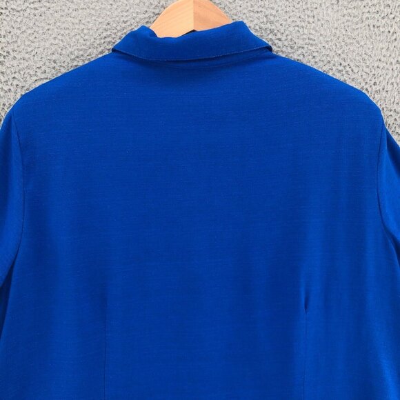 Sheri Martin Top Womens 22W Plus Blue Button Floral Embroidered Short Sleeves - Picture 4 of 10